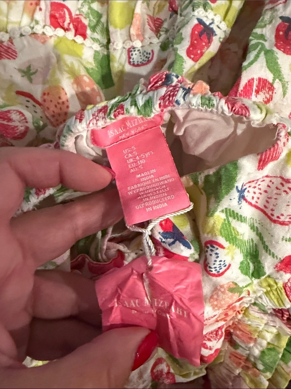 Isaac Mizrahi Strawberry & Floral Tiered Sundress - Pink, Red & Green